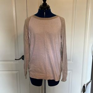 GAP✨Light Pink and Brown Color Block Crew/Scoop Neck Sweater Size Small (S)